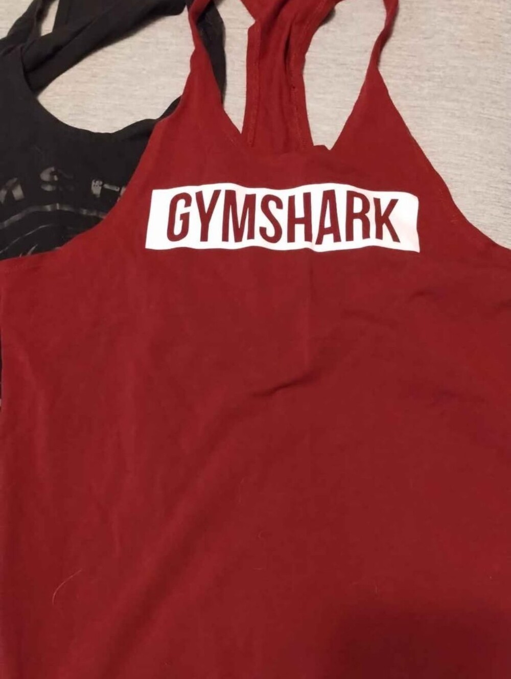 Gymshark Logo Racerback Muscle Ts - Black & Burgundy - Picture 2 of 10